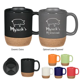 7146 - 14 Oz. Cork Base Ceramic Mug