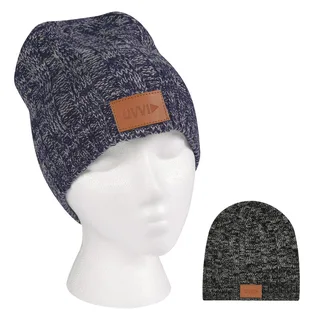 1111 - Knit Beanie With Leatherette Patch