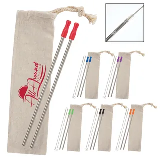 52022 - 2-Pack Stainless Straw Kit with Cotton Pouch