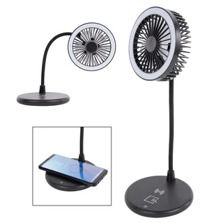 25008 - Desktop Fan With Ring Light & Wireless Charger
