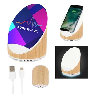 25998 - Edgewood Bamboo Speaker & Wireless Charger