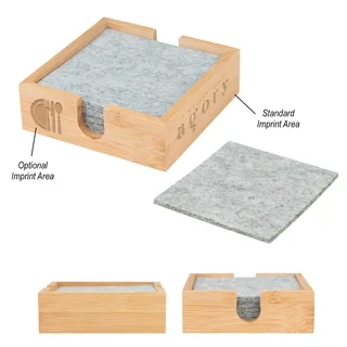 75054 - Bamboo & Recycled Felt Coaster Set