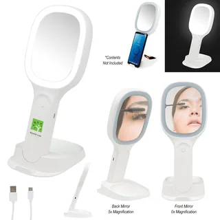 25169 - Light Up Double Sided Mirror With Wireless Charger