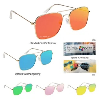 8245 - Aviator Sunglasses With Mirrored Lenses