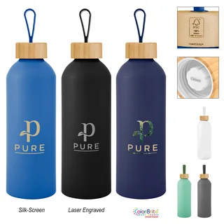 50251 - 25 Oz. Blaire Recycled Aluminum Bottle With Bamboo Lid And Carry Handle