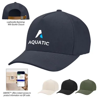 15069 - Awareâ„¢ Recycled Cotton Cap with Leatherette Backstrap