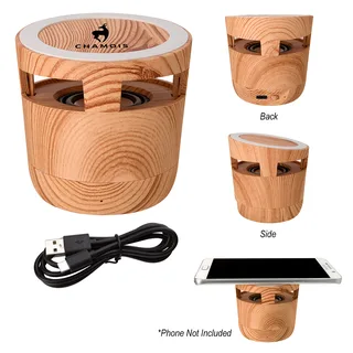 29442 - Woodgrain Wireless Charging Pad And Speaker 2.0