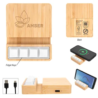 25262 - Bamboo Stress Relief Wireless Charger & Phone Stand