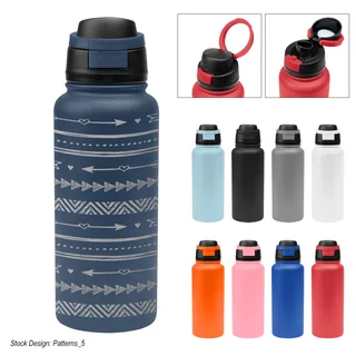 504080 - 32 Oz. Full Laser Pop Sip Recycled Stainless Steel Bottle