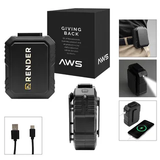 25323 - AWS UL Listed 5,000 mAh Power Bank and Fan With Clip