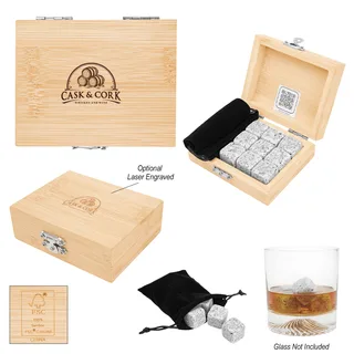 75098 - Whiskey Stone Ice Cubes In FSCÂ® Bamboo Box